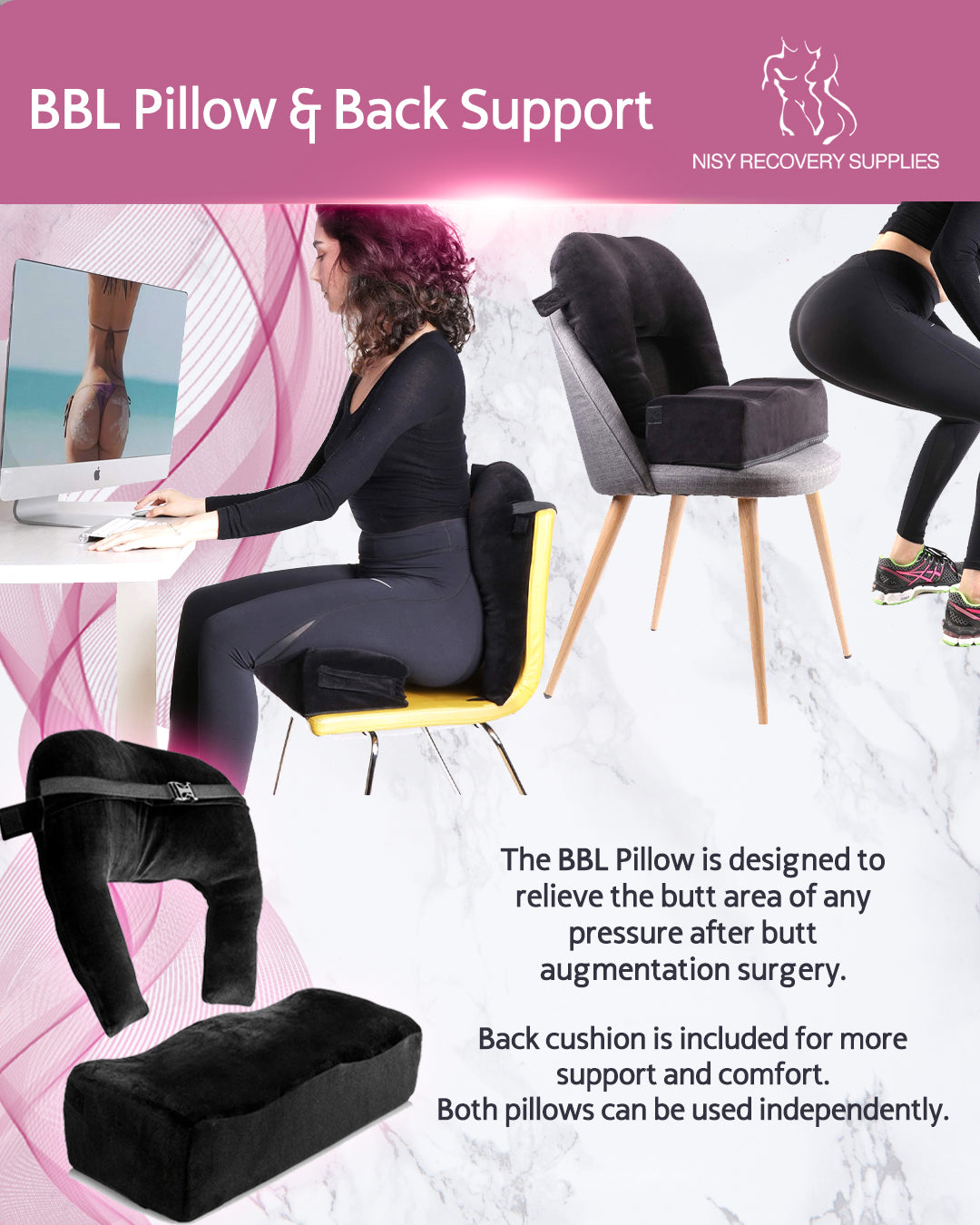 BBL cushion with back support